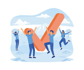 Poster - done job concept. finished project , online quiz, completed things or done test. flat vector modern 