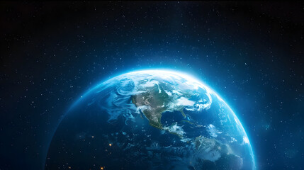 Wall Mural - blue sunrise, view of earth from space