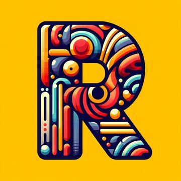 R typography, R logo ai vector illustration