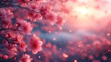 Poster - Nature background with blossom trees and spring flowers/Spring background with blossom trees and spring flowers