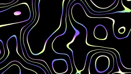 Poster - Distorted neon glowing lines abstract background on black background. 4k loop