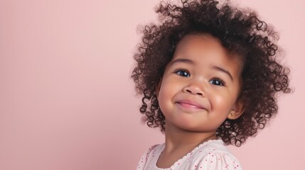 Wall Mural - Smiling child in a serene studio scene.