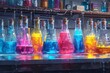 Colorful Chemistry Exploring the World of Science Through Vibrant Glassware Generative AI