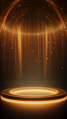 Wall Mural - vertical pedestal background, golden presentation of a new product, background with copy space