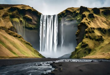 Sticker - waterfall in the mountains