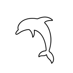 Wall Mural - Dolphin black icon. Line drawing on white background. Best for seamless patterns, print, apps, logo and web design.