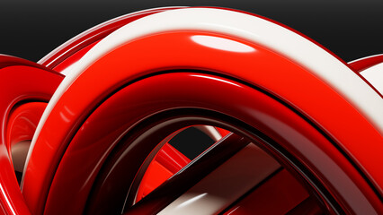 Poster - 3D illustration, colorful  illusion isometric abstract shapes colorful shapes intertwined