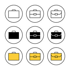 Briefcase icon set vector. suitcase sign and symbol. luggage symbol.