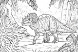 Fototapeta Dinusie - Pachycephalosaurus Dinosaur Black White Linear Doodles Line Art Coloring Page, Kids Coloring Book