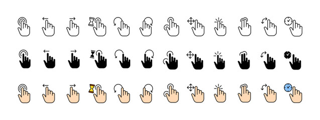 Poster - Swipe collection icons. Swipe icons. Linear, silhouette and flat style. Vector icons