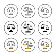 © Lunaraa - Scales icon set vector. Law scale icon. Justice sign and symbol