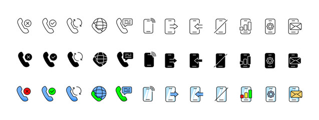 Poster - Call icon collection. Call icons. Linear, silhouette and flat style. Vector icons