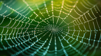 spider web with dew drops