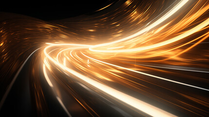Poster - high speed light trails abstract background, technology wallpaper, neon glowing light motion effect, futuristic cyber tech backdrop
