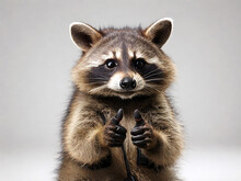 A Raccoon Giving A Thumbs Up Isolated On White