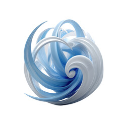 Wall Mural - render abstract shape metallic blue isolated transparent background