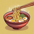 Illustration vector graphic of cute ramen noodle udon cartoon vector icon illustration