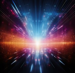 Futuristic speed motion with blue and red rays of light abstract background