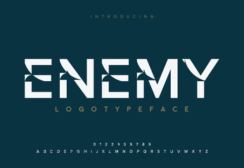 Wall Mural - Enemy modern abstract digital alphabet font minimal technology typography creative urban sport fashion
