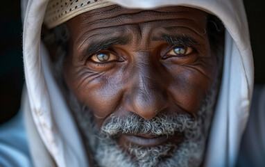 Wall Mural - Close-up Portrait of a Man Wearing a Headscarf