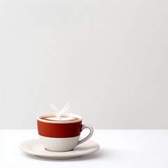 Hot Coffee Malt Drink in white mug isolated on white background. AI Generated