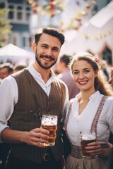 Aufkleber - A picture of a man and a woman standing side by side. Suitable for various uses