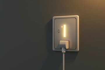 Poster - A white light switch sitting on top of a wall. Suitable for illustrating home automation, electrical installations, or interior design concepts