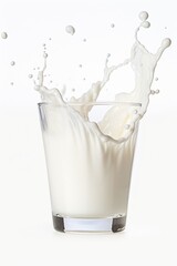 Canvas Print - A glass of milk with a splash of milk. Perfect for advertisements, cooking blogs, or health-related articles