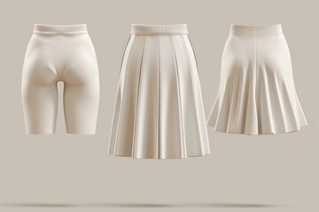 Poster - Three women's white skirts in a set. Suitable for various occasions and styles