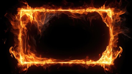Poster - A square of fire on a black background. Perfect for adding a fiery touch to designs or illustrations