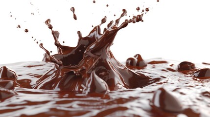 Poster - A vibrant splash of chocolate on a pristine white surface. Perfect for food photography and dessert recipes