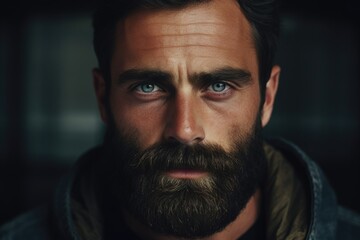 Canvas Print - A close-up view of a man with a beard. This image can be used in various contexts