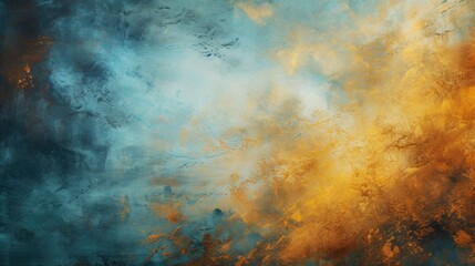 Poster - A painting depicting a beautiful blue and orange sky. Suitable for various artistic and creative projects