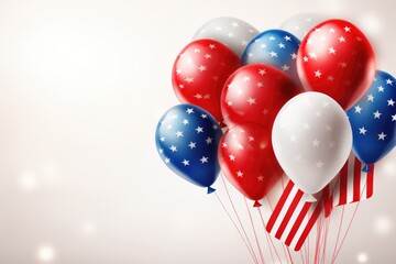 Poster - A vibrant bunch of red, white, and blue balloons, perfect for adding a festive touch to any celebration