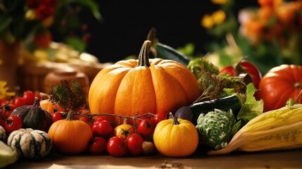 Poster - A variety of fresh vegetables arranged on a table. Perfect for showcasing the beauty and diversity of nature's bounty.