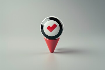 Poster - A pin with a red arrow pointing in a specific direction. Suitable for indicating a location or giving directions