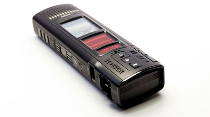 Aufkleber - A black MP3 player is placed on top of a clean white surface. Perfect for technology or music-related projects