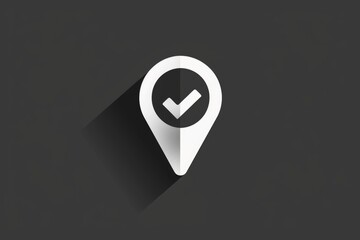 Aufkleber - A white pin with a check mark symbol on it. Can be used to indicate completion, success, or approval
