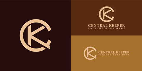 Wall Mural - Abstract initial letter CK or KC logo in gold color isolated in multiple brown backgrounds applied for boutique law firm logo also suitable for the brands or companies have initial name KC or CK