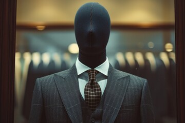Poster - A mannequin dressed in a suit and tie. Suitable for business, fashion, and retail concepts