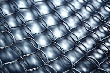 Poster - A detailed view of a chain link fence. Can be used to represent security, boundaries, or confinement