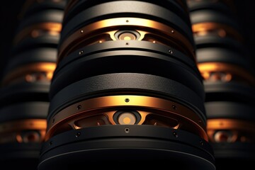 Aufkleber - A close-up view of a bunch of speakers. Ideal for use in music-related projects or to add a touch of audio to any design