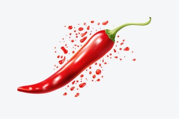 Poster - A close-up image of a red hot pepper with drops of blood around it. This striking image can be used to depict intensity, spice, danger, or even Halloween themes