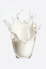 Aufkleber - A glass of milk with a splash of milk. Suitable for advertisements or articles about dairy products