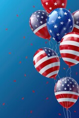 Aufkleber - A colorful bunch of red, white, and blue balloons. Perfect for patriotic celebrations or festive events