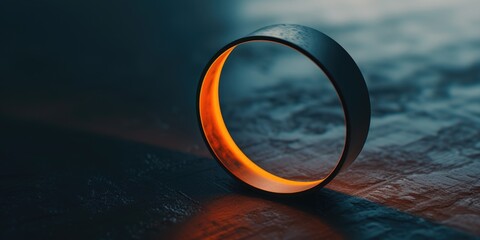 Poster - A close-up view of a ring placed on a table. This image can be used to showcase jewelry, engagement, wedding, or gift-related concepts