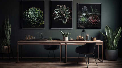 Poster - succulents adding harmony to a minimalist interior setting