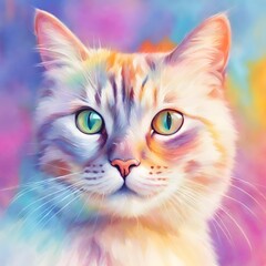 Drawings of colorful cats