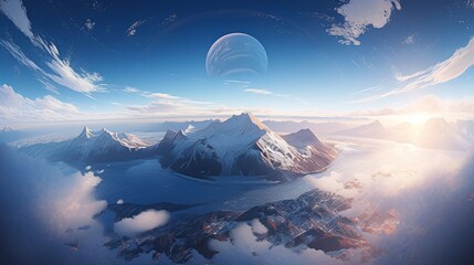Poster - Antarctic horizon at sunset Generative AI