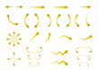 シンプルなゴールドグラデーションの矢印セット